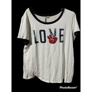 Tshirt Soft LOVE Hip Hop Streetwear Retro Large Patriotic American